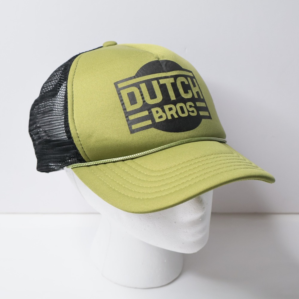 Dutch Bros Coffee Trucker Hat Snapback Mesh Cap Olive Green Black One Size OSFM